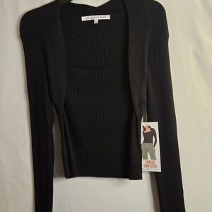 Celebrity Pink Black Open-Front Sweater